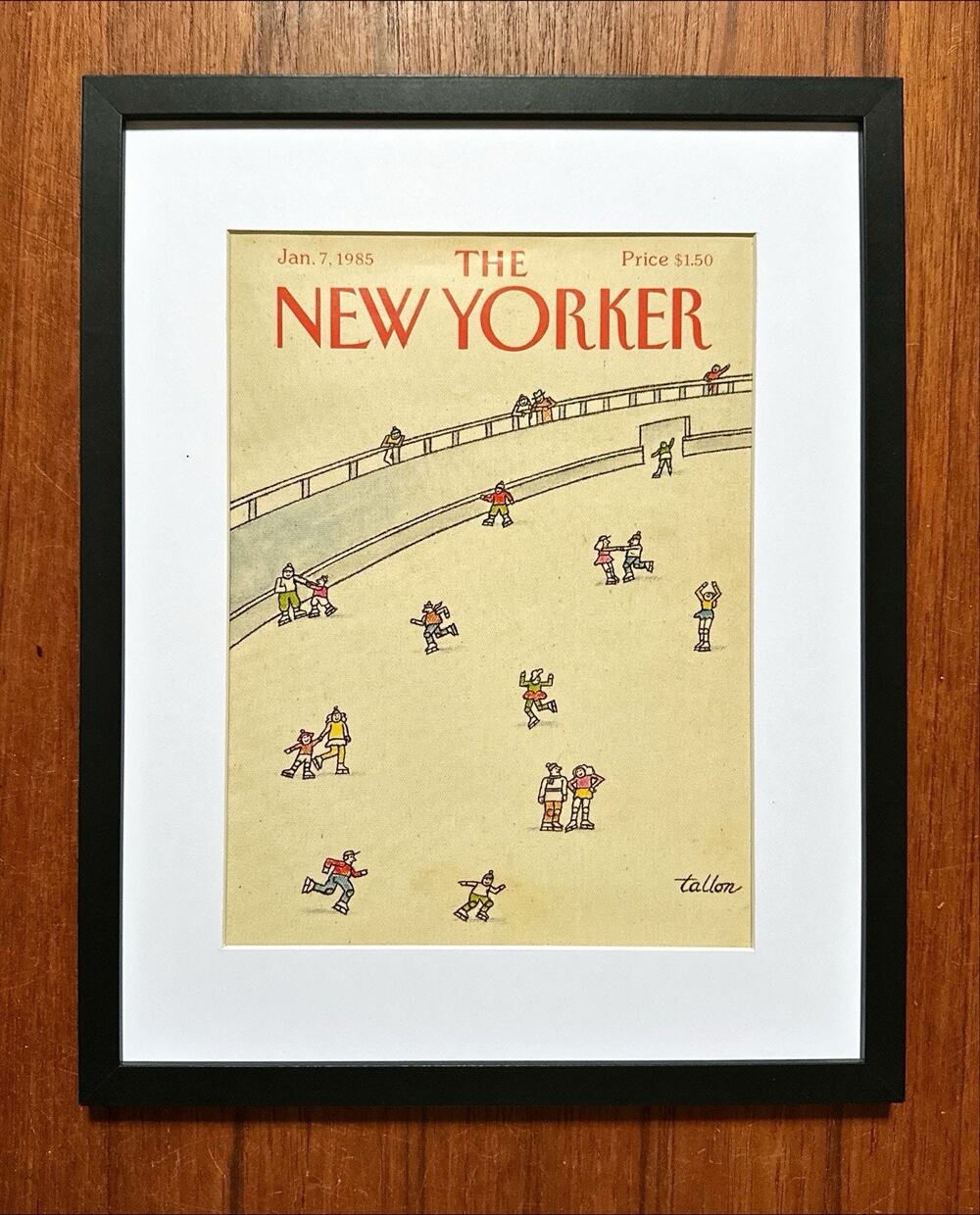 Framed 1985 The New Yorker Magazine Jan 7 Tallon Ice Skaters